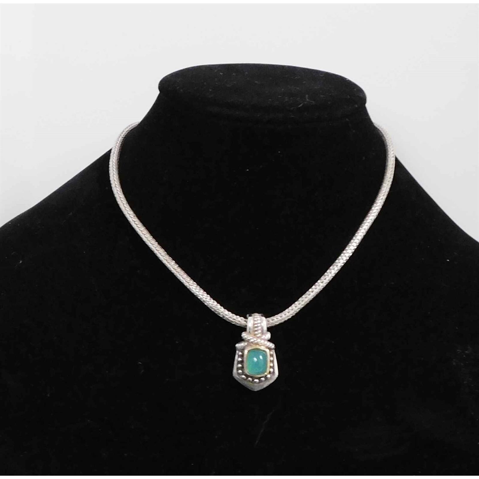 Bjl Samuel Benham 14k Gold .925 Silver Chrysoprase Pendant Necklace 35.45g